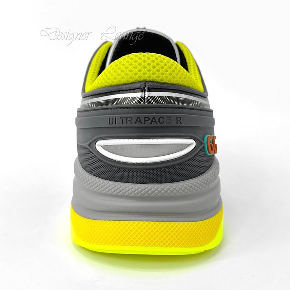 NEW GUCCI Ultrapace R GG Logo Men's Sneakers Yellow Grey 8 G / US 8.5 Authentic - Picture 8 of 10
